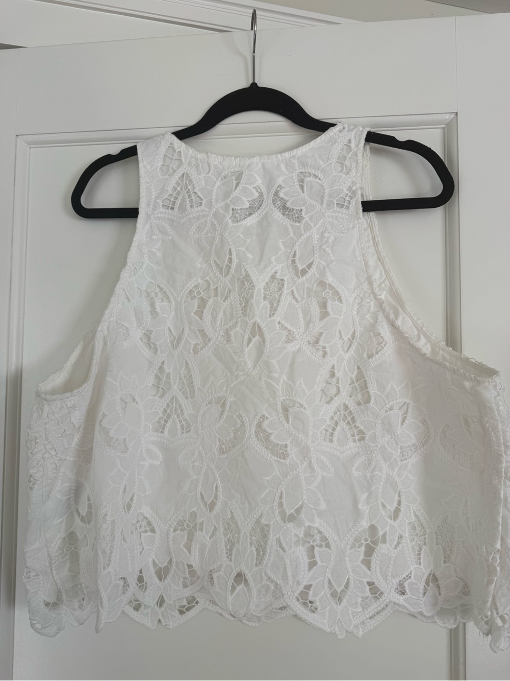 H&M White Floral Lace Overlay Crop Top Size XL Minimalist Boho